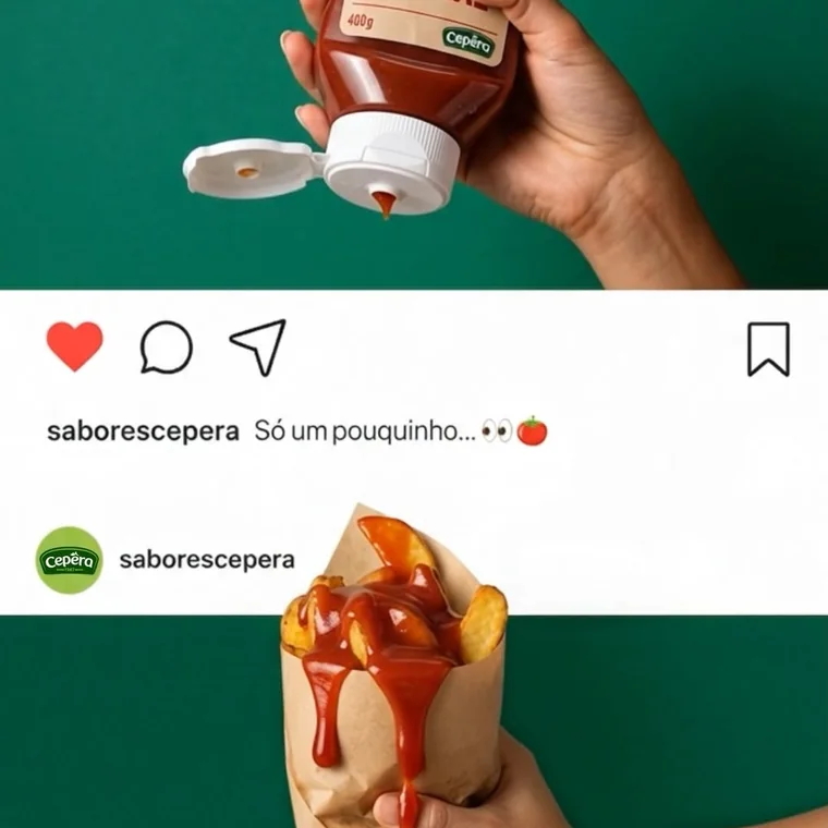 Publicação da Cepêra no Instagram: Quando o ketchup é bom, até a batatinha dá um jeito de…