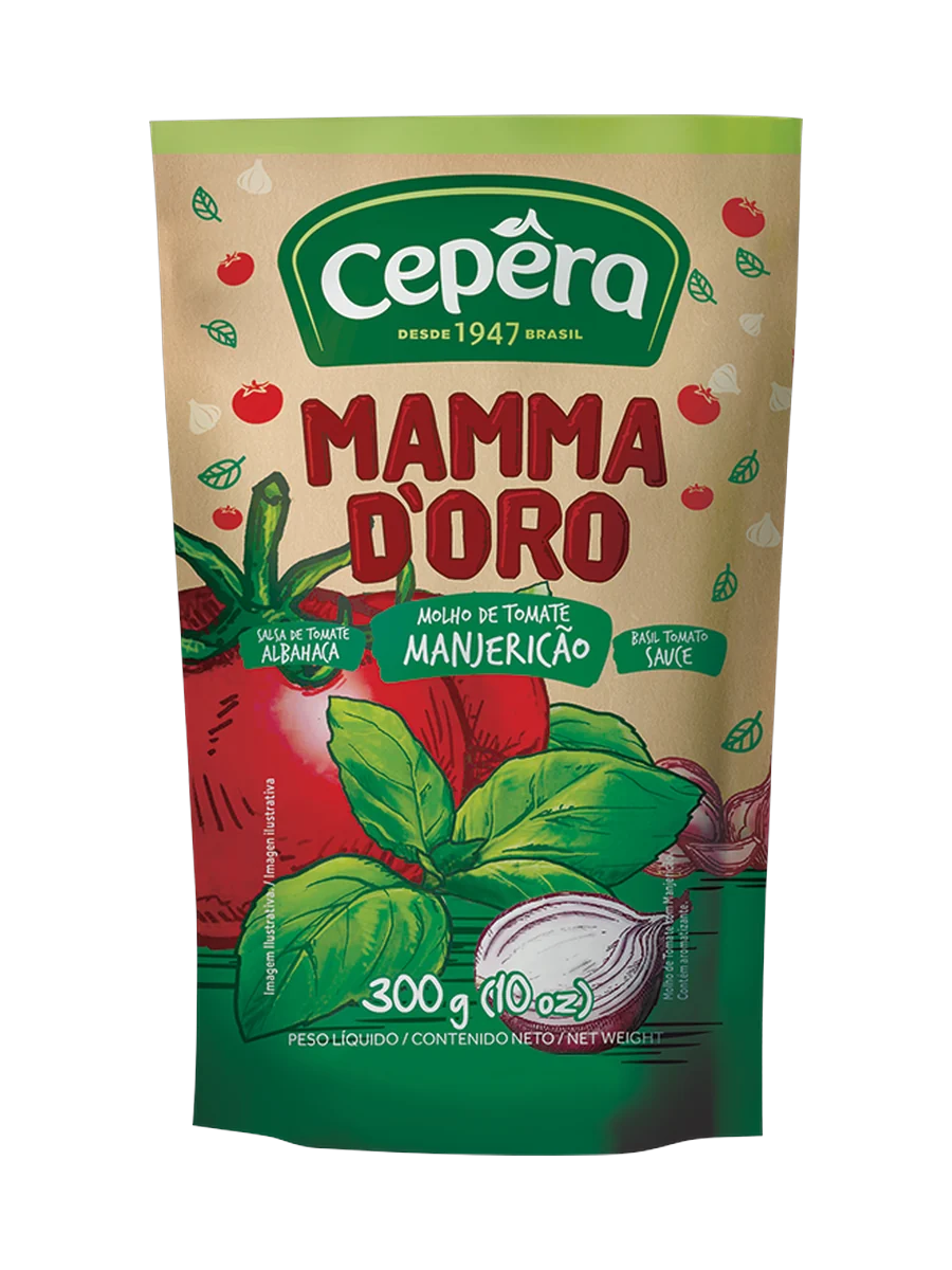 Molho de Tomate Mammad'oro Manjericão Cepêra